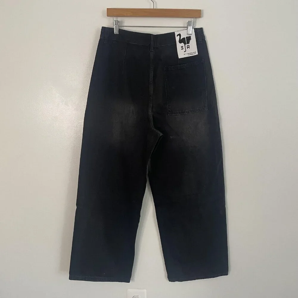 Sandrine Rose Jeans Womens‎ 30 Black Wide Leg Baggy High Rise Distressed Grunge